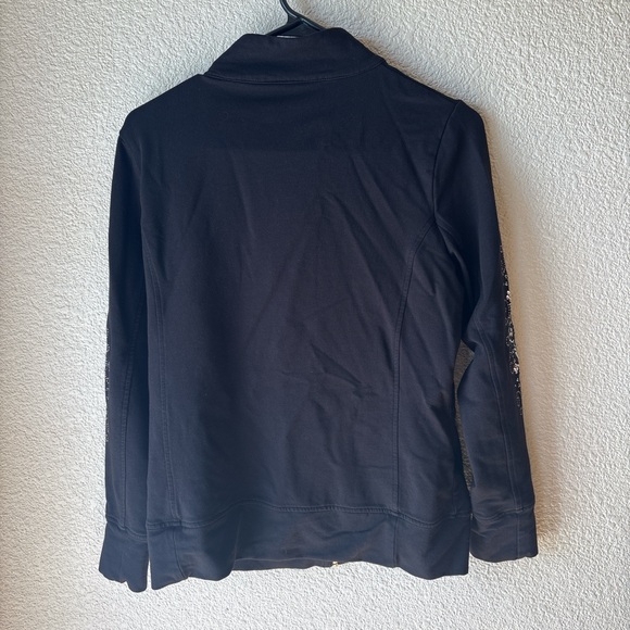 Christine Alexander Black Zip Jacket with Silver Rhinestone Swirls Small - Picture 7 of 7